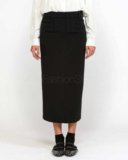 Patrizia Pepe Longuette Skirt with Back Slit Black  8G0442 A6F5 K103