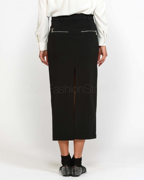 Patrizia Pepe Longuette Skirt with Back Slit Black  8G0442 A6F5 K103