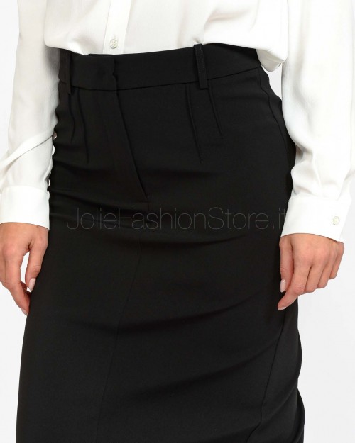 Patrizia Pepe Longuette Skirt with Back Slit Black  8G0442 A6F5 K103