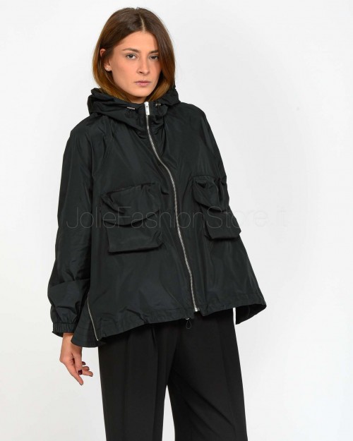 Meimeij Oversized Raincoat with Pockets Black  M5PD04 100