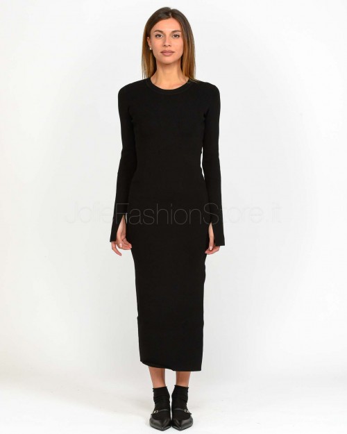 Patrizia Pepe Longuette Dress in Knit with Black Slit  8A1433 K240 K103