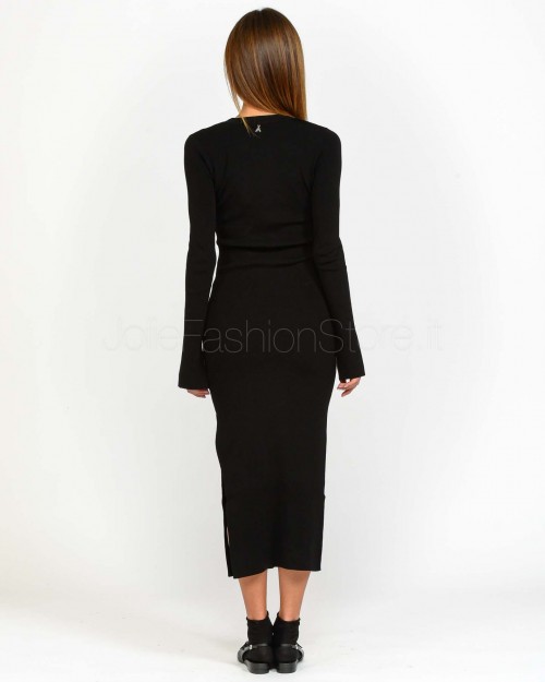 Patrizia Pepe Longuette Dress in Knit with Black Slit  8A1433 K240 K103