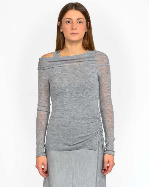 Patrizia Pepe Maglia Grigio Melange con Arricciature  8K0254 K239 S215