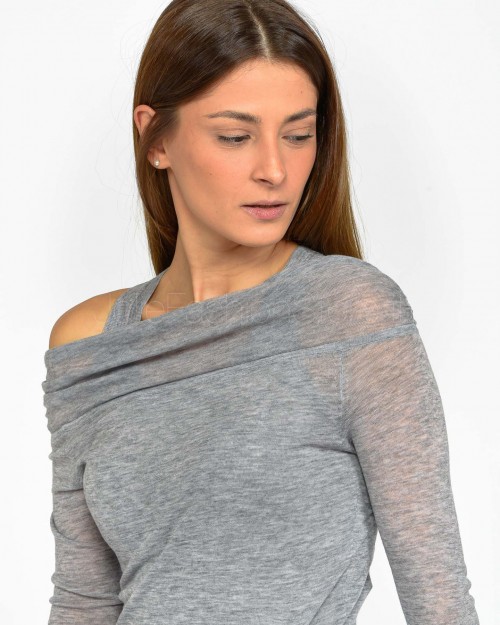 Patrizia Pepe Maglia Grigio Melange con Arricciature  8K0254 K239 S215