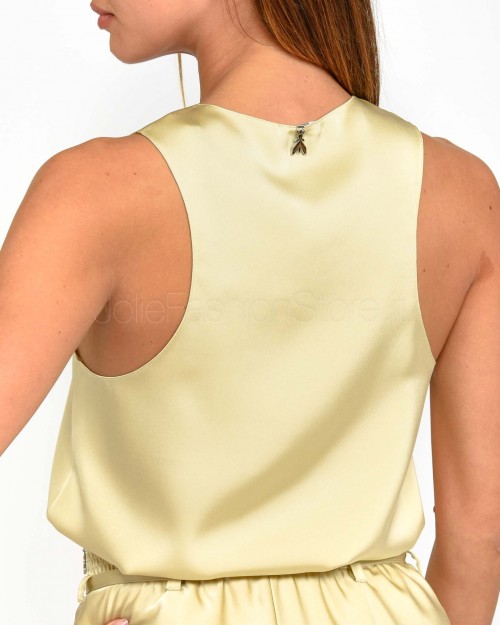 Patrizia Pepe Modern Beige Shiny Satin Top  8C0725 A459 B814