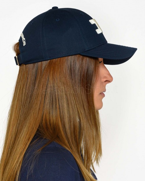 Elisabetta Franchi Cappello Baseball in Canvas con Ricamo Blu  CL06F51E2 DC8