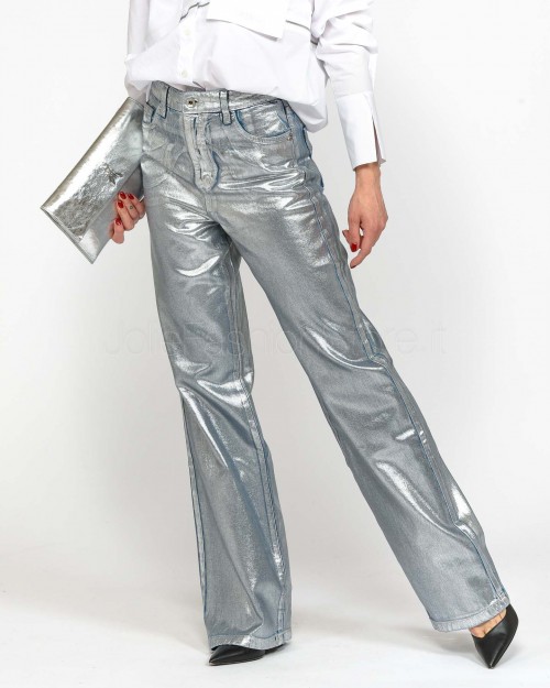 Patrizia Pepe Jeans Shiny Silver Coated