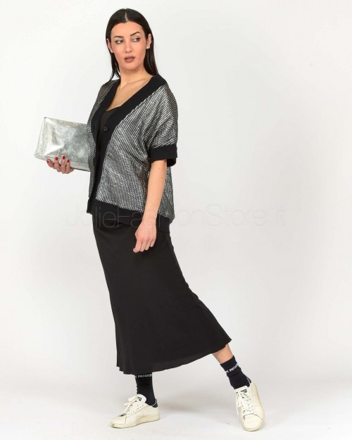 Meimeij Cardigan a Rete Nero/Argento  M5PN01 720