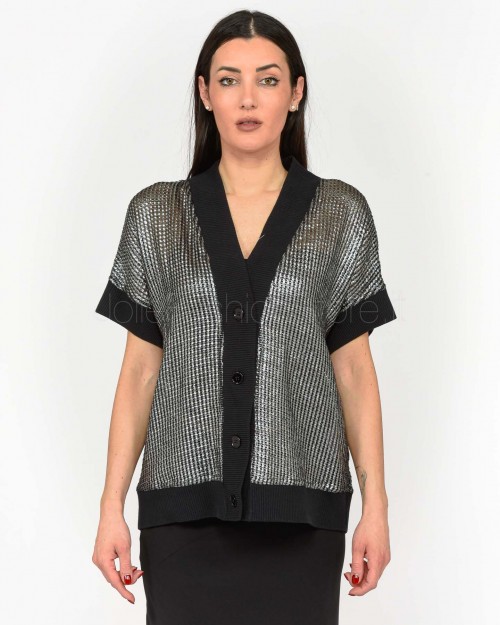 Meimeij Cardigan a Rete Nero/Argento  M5PN01 720