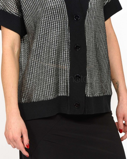 Meimeij Cardigan a Rete Nero/Argento  M5PN01 720