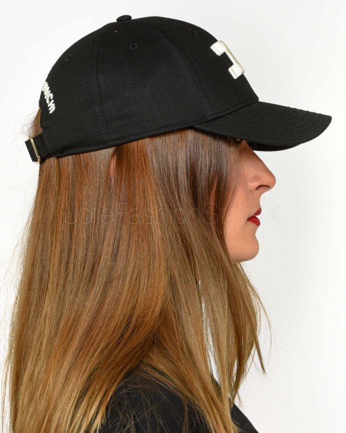 Elisabetta Franchi Cappello Baseball in Canvas con Ricamo Nero  CL06F51E2 110