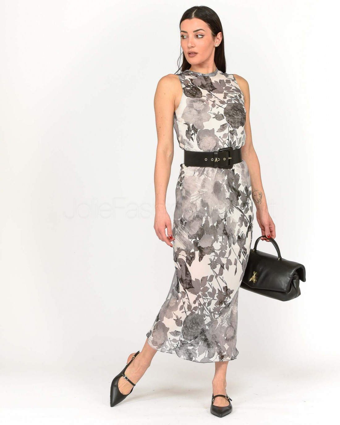 Patrizia Pepe ABITO/DRESS Gray Shadow Flowers  8A1411 A528 FF31