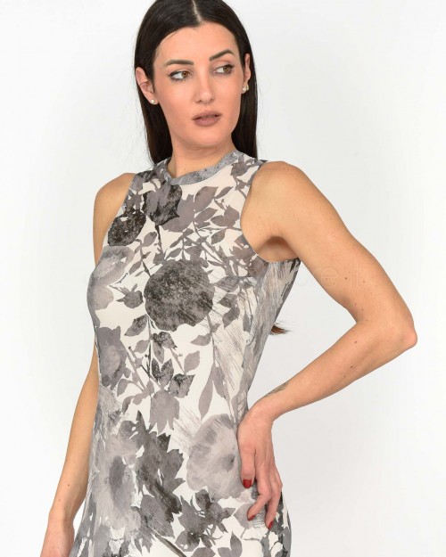 Patrizia Pepe ABITO/DRESS Gray Shadow Flowers  8A1411 A528 FF31