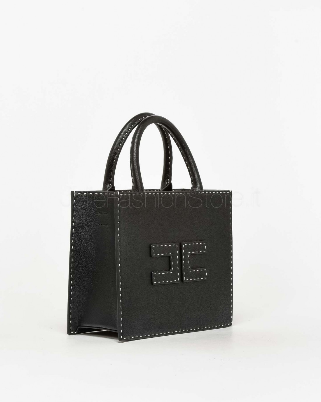 Elisabetta Franchi Borsa Tote Piccola con Impunture a Contrasto Nero  BS08A51E2 110