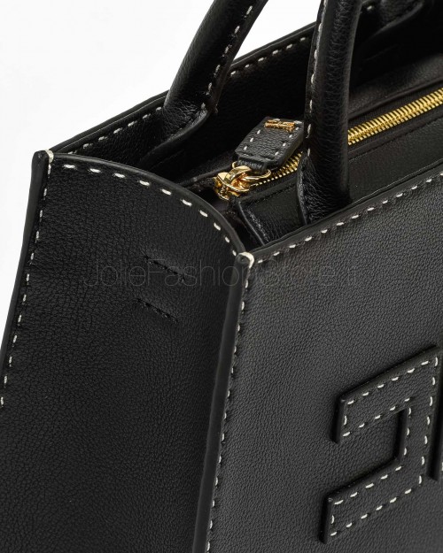 Elisabetta Franchi Borsa Tote Piccola con Impunture a Contrasto Nero  BS08A51E2 110