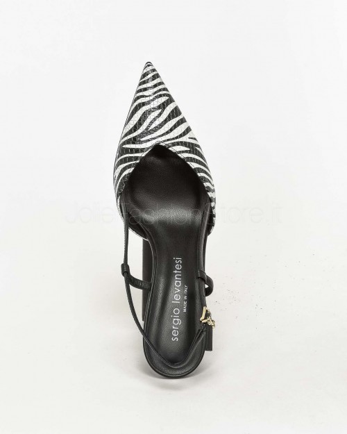 Sergio Levantesi Décolleté Slingback Zebrato  GIULIA ZEBRA BIANCO NERO