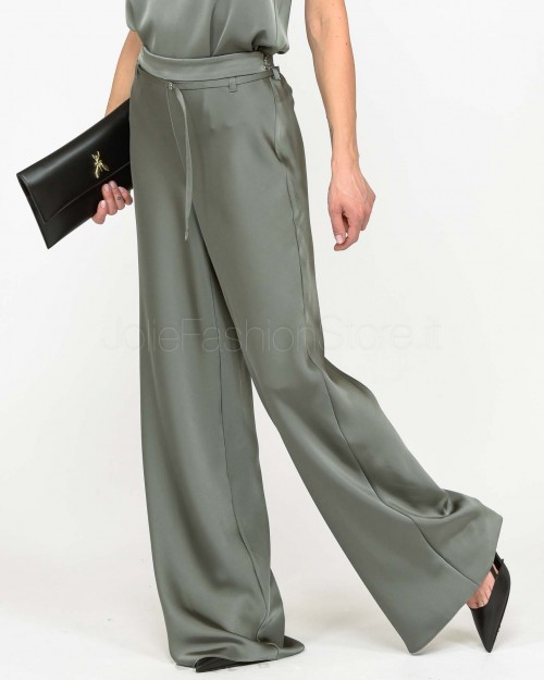 Patrizia Pepe Pantalone In Raso con Cinturino Urban Gray