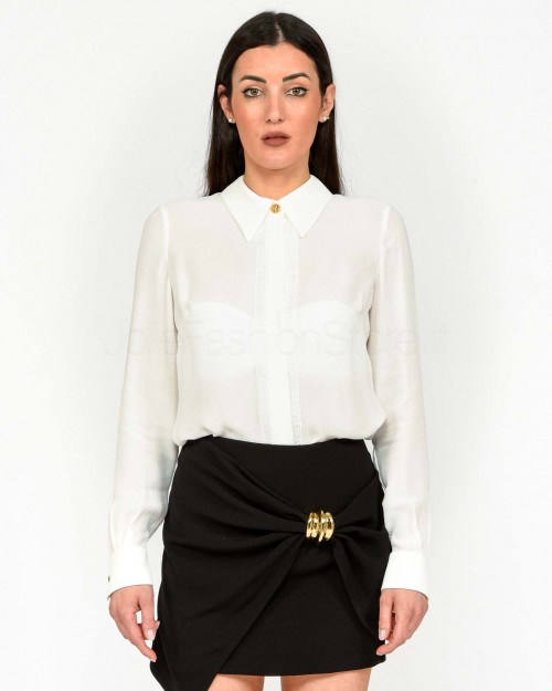 Elisabetta Franchi Georgette Shirt with Lettering Bands  CA05451E2 360