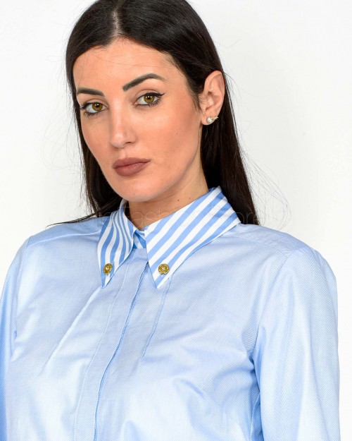 Elisabetta Franchi Camicia in Popeline con Dettagli Rigati Oxford  CA08751E2 019