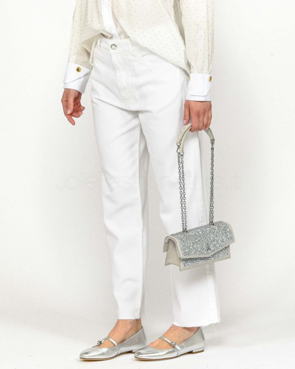 Icon Denim Jeans Modello Gamba Dritta Bianco  JILL PT2011