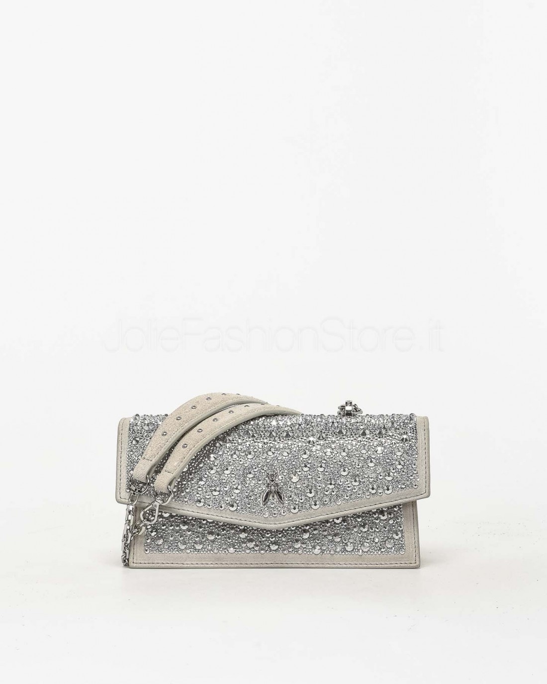 Patrizia Pepe BAG LEATHER & STRAS Silver&LabradorStras  8B0032 L083 FF45