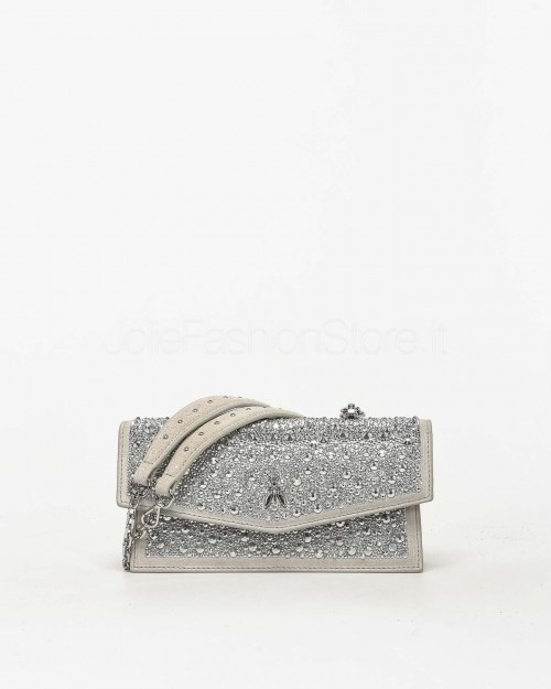 Patrizia Pepe BAG LEATHER & STRAS Silver&LabradorStras