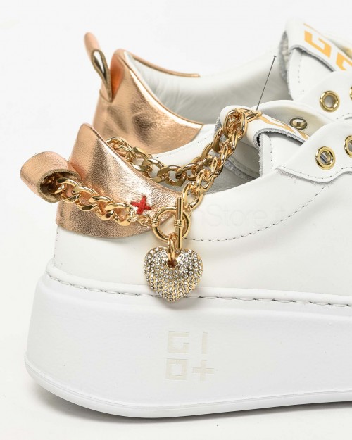 Gio+ White Leather Sneakers - Rose Anklet  PIA 338B