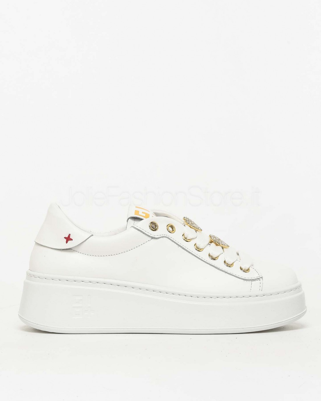 Gio+ Sneakers in Pelle Bianco - Black  PIA 352A