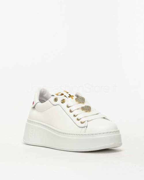 Gio+ Sneakers in Pelle Bianco - Black  PIA 352A