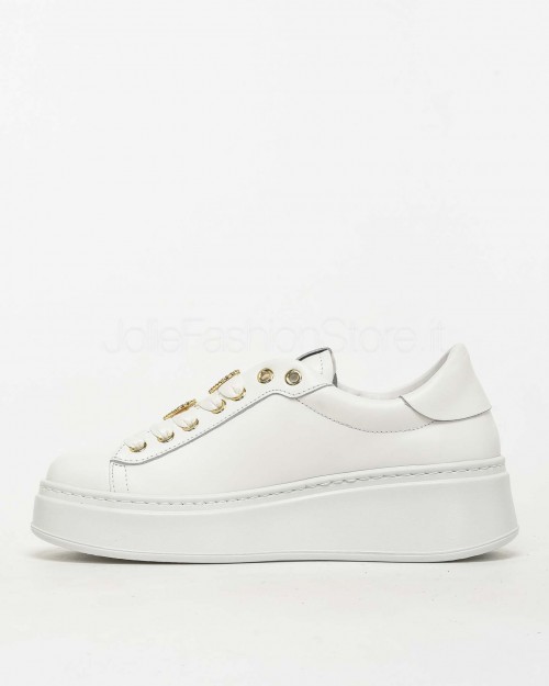 Gio+ Sneakers in Pelle Bianco - Black  PIA 352A