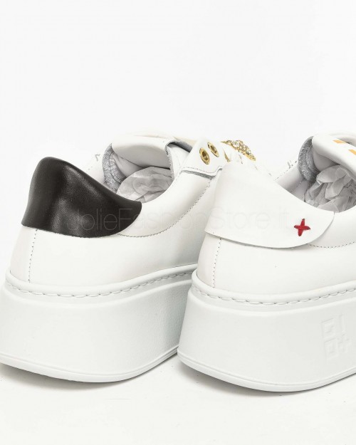 Gio+ Sneakers in Pelle Bianco - Black  PIA 352A