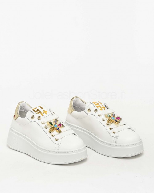 Gio+ Sneakers in Pelle Bianco - Applicazione Fiori