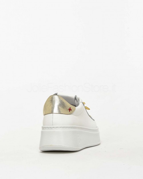 Gio+ Sneakers in Pelle Bianco - Applicazione Fiori  PIA 315A