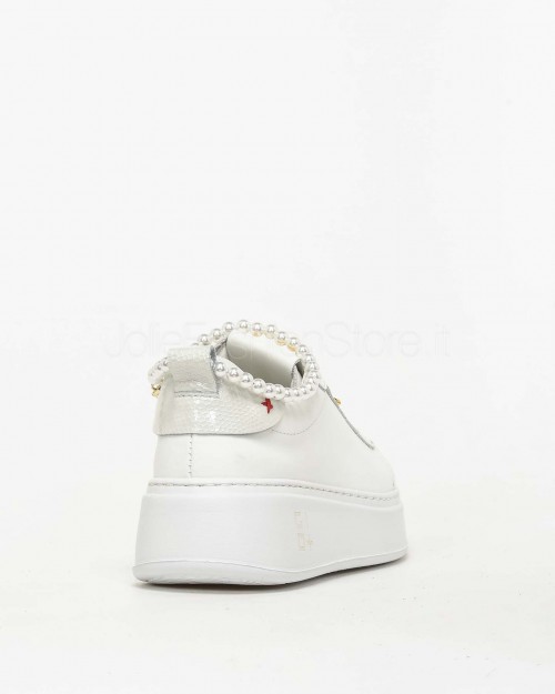 Gio+ Sneakers in Pelle Bianco - Cavigliera Perle  PIA 340A