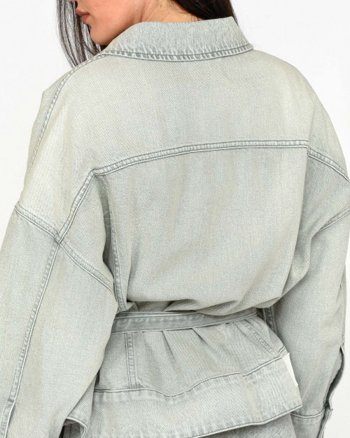 SOLO TRE GIACCA DENIM GRIGIO  M1D0185 A DENIM GRIGIO