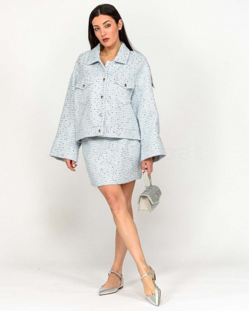 Solo Tre Houndstooth Jacket Sky  M1D0066 DF CIELO