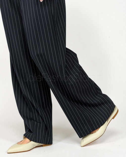 Solo Tre Pants at Palazzo Pinstripe Blue  M1D0049 DF NAVY