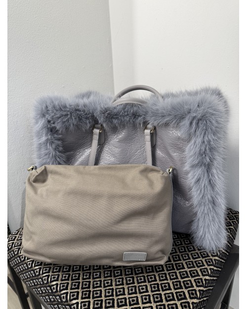 My Best Bag Borsa a Mano Atena Fur Reversibile Grigio  8109 STONE