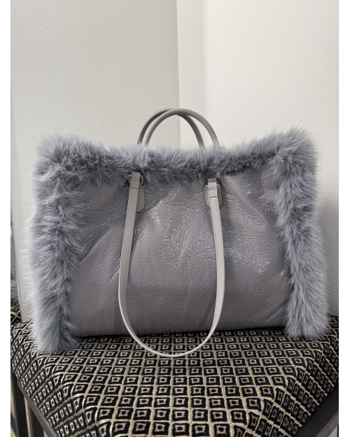 My Best Bag Borsa a Mano Atena Fur Reversibile Grigio  8109 STONE