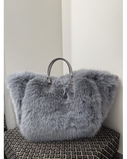 My Best Bag Borsa a Mano Atena Fur Reversibile Grigio  8109 STONE