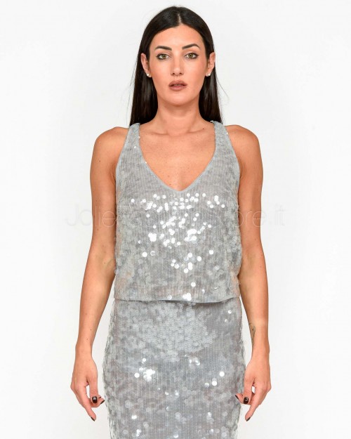 Patrizia Pepe Top in Paillettes Degradè Glass Grey  8C0755 J251 S708