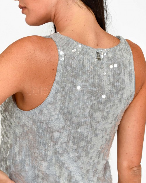 Patrizia Pepe Top in Paillettes Degradè Glass Grey  8C0755 J251 S708