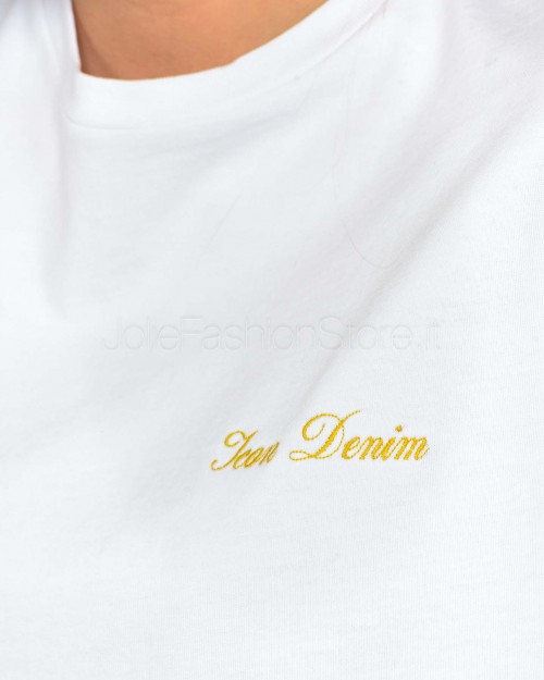 Icon Denim T-shirt Bianco Logo Giallo  SAMMY J805 WHITE