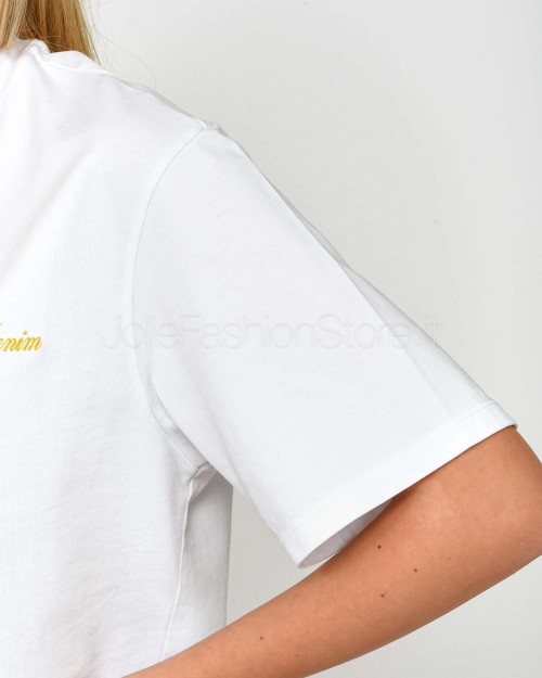 Icon Denim T-shirt Bianco Logo Giallo  SAMMY J805 WHITE