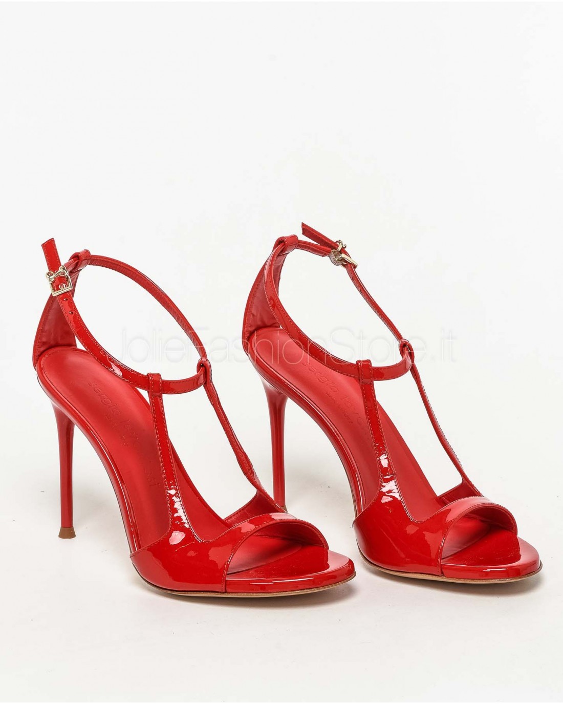 Sergio Levantesi Red Patent Heel Sandal  RYANA PAINT ROSSO