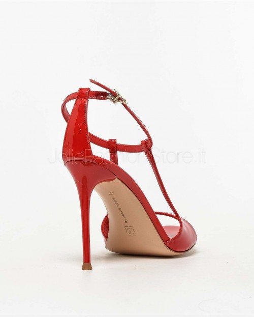 Sergio Levantesi Red Patent Heel Sandal  RYANA PAINT ROSSO