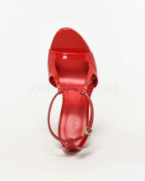 Sergio Levantesi Red Patent Heel Sandal  RYANA PAINT ROSSO