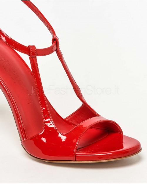 Sergio Levantesi Red Patent Heel Sandal  RYANA PAINT ROSSO