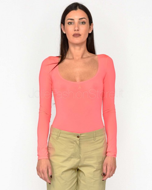 Patrizia Pepe Body A Maniche Lunghe Coral Fluo  8M1689 J257 R847