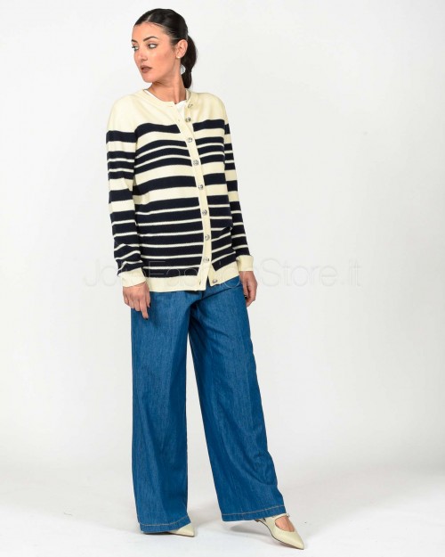 Patrizia Pepe Cardigan a Righe Vanilla/Navy  8K0290 K249 J4E8